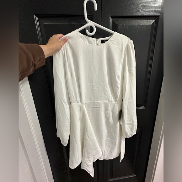 Believe It or Knot White Long Sleeve Tie-Front Skater Dress - Picture 2 of 2